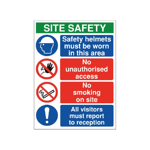 1.2mm rigid plastic 300x 100mm Construction site safety Reception safety sign 