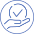 Simple to use logo, a circle with a hand holding a tick