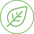 Most sustainable logo, a green circle with a green leaf inside