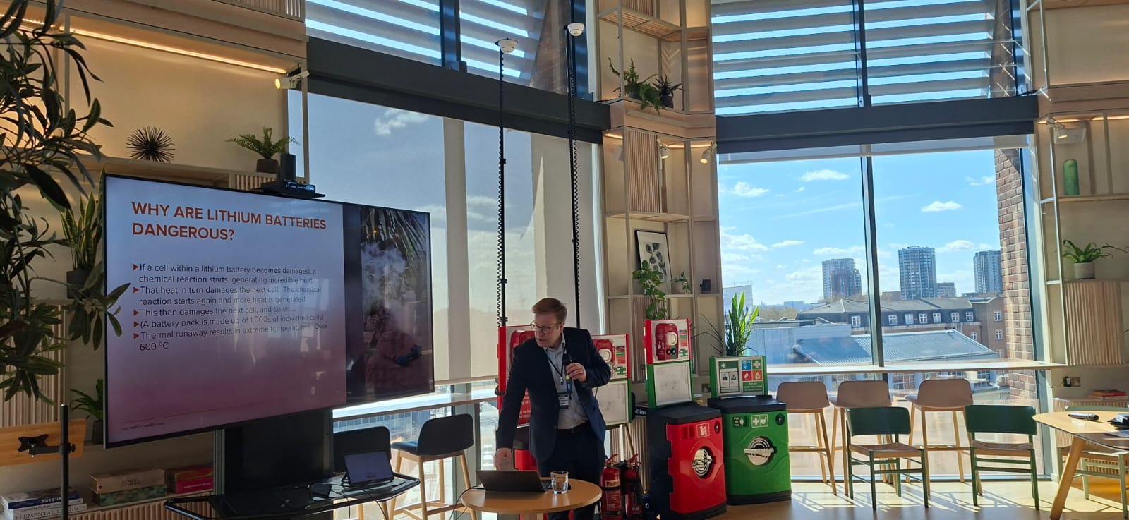 Hot Topics fire safety event discussing lithium-ion battery risks on construction sites